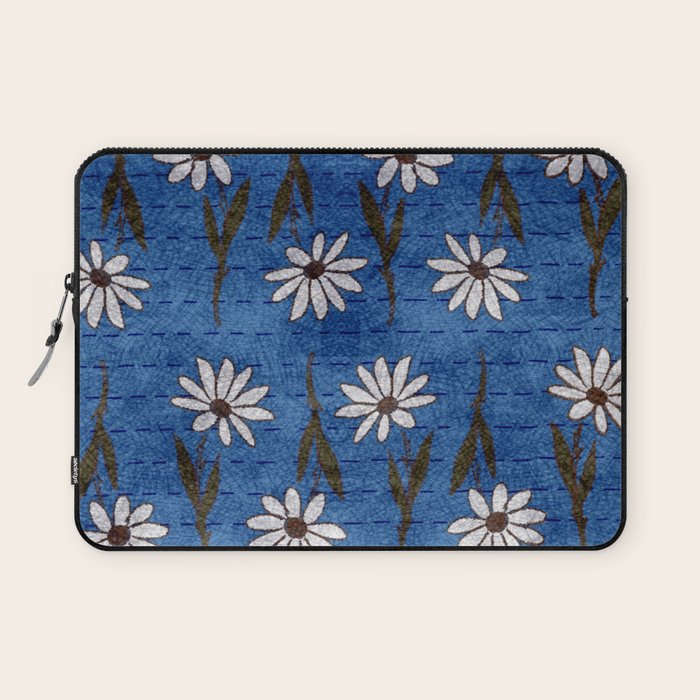 Vibrant Daisies on Cobalt  Laptop Sleeve Gallery Image 1