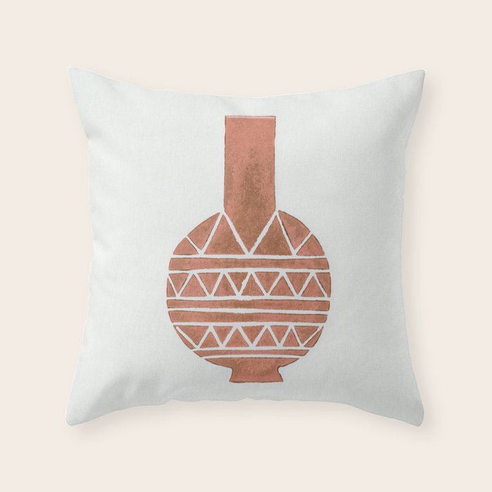 Linocut Vase #4 Throw Pillow Gallery Image 6