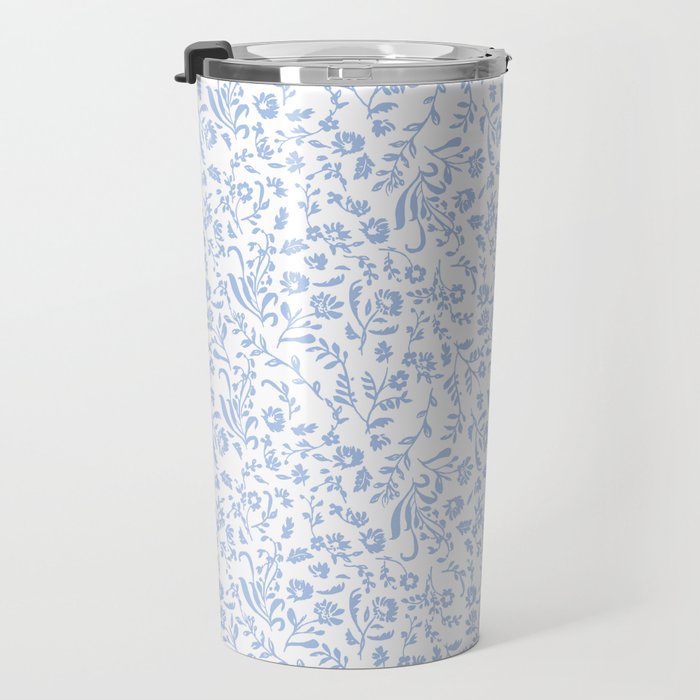 Ditsy Toile Floral Blue and White Travel Mug Gallery Image 3