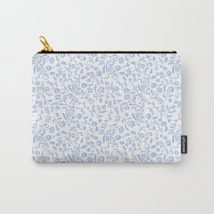 Ditsy Toile Floral Blue and White Carry All Pouch Gallery Image 1