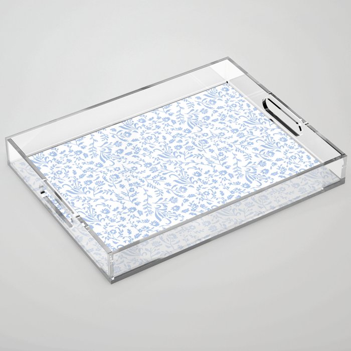 Ditsy Toile Floral Blue and White Acrylic Tray Gallery Image 1
