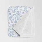 Ditsy Toile Floral Blue and White Throw Blanket Gallery Image 3