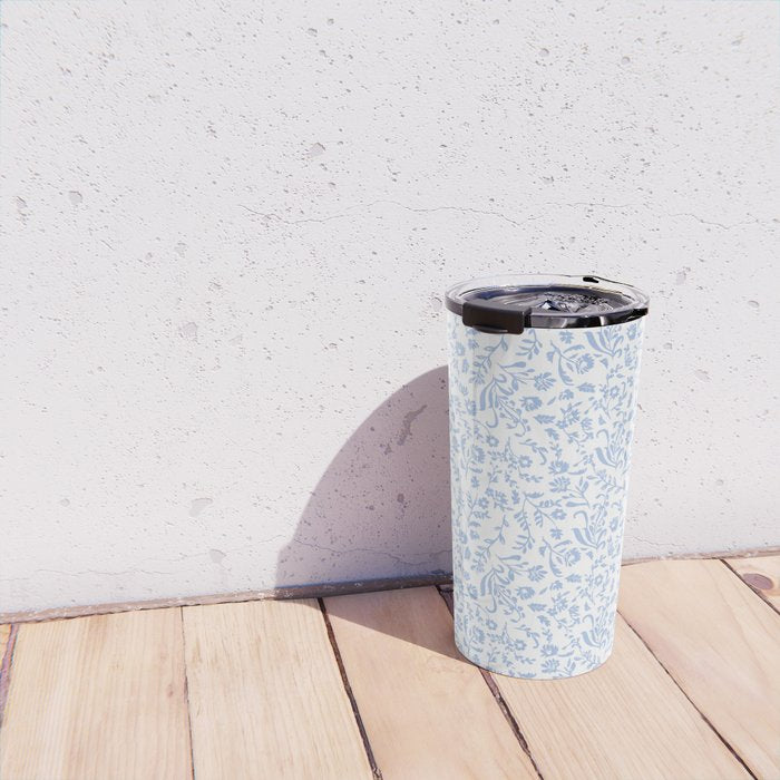 Ditsy Toile Floral Blue and White Travel Mug Gallery Image 4