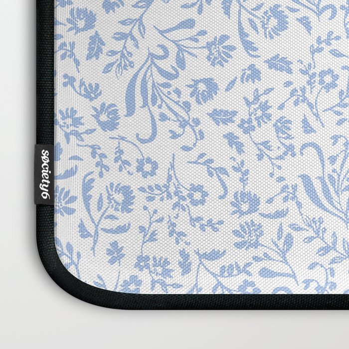 Ditsy Toile Floral Blue and White Laptop Sleeve Gallery Image 3
