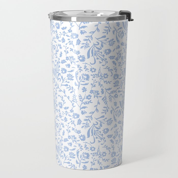 Ditsy Toile Floral Blue and White Travel Mug Gallery Image 2