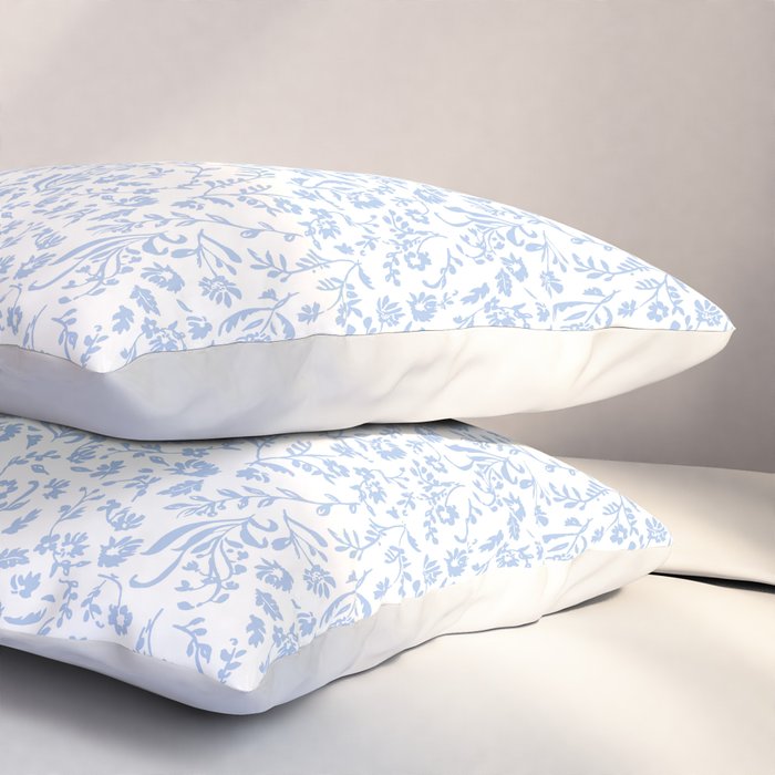 Ditsy Toile Floral Blue and White Pillow Sham Gallery Image 3