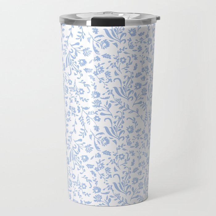 Ditsy Toile Floral Blue and White Travel Mug Gallery Image 1