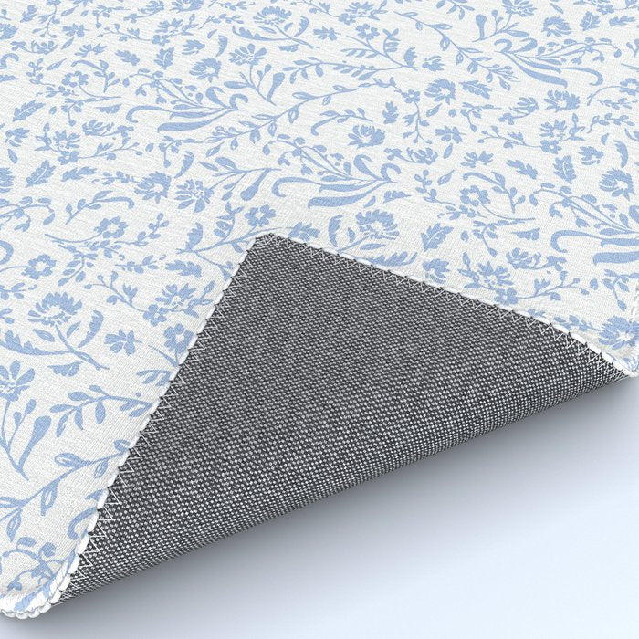 Ditsy Toile Floral Blue and White Rug Gallery Image 4