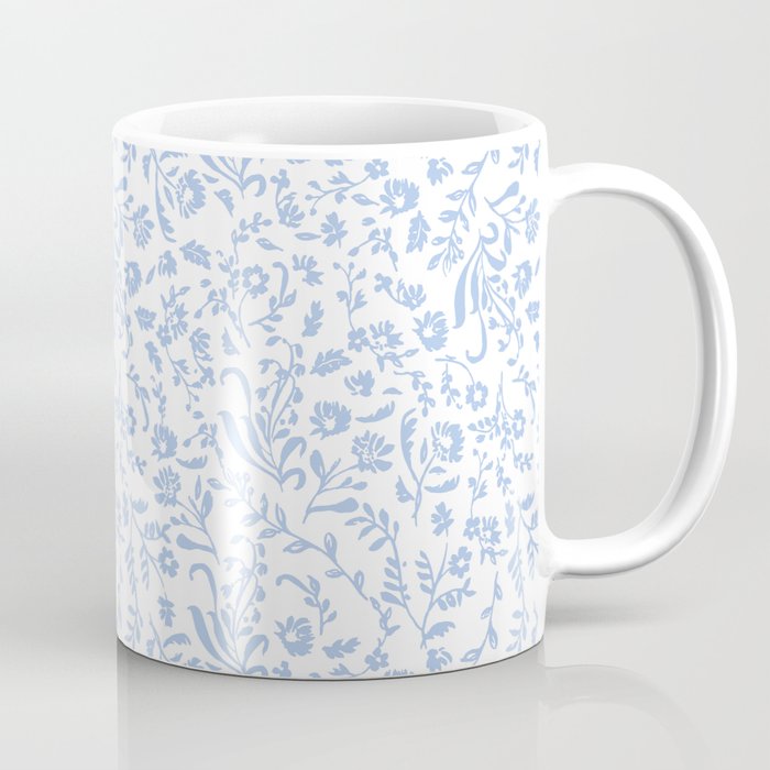 Ditsy Toile Floral Blue and White Coffee Mug Gallery Image 1