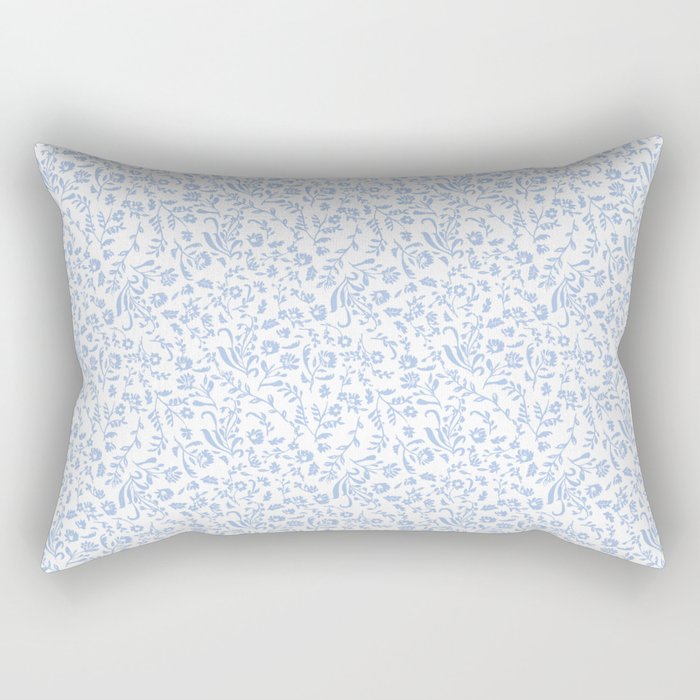 Ditsy Toile Floral Blue and White Rectangular Pillow Gallery Image 2