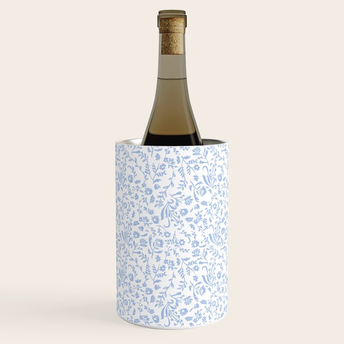 Ditsy Toile Floral Blue and White Wine Chiller Gallery Image 1