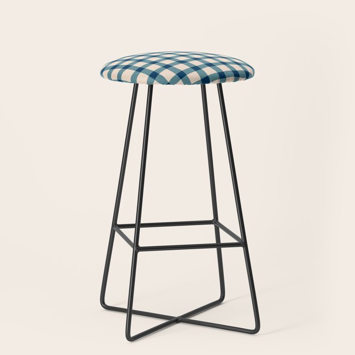 Organic Gingham Blue Stool Gallery Image 1