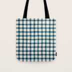Organic Gingham Blue Tote Bag Gallery Image 1