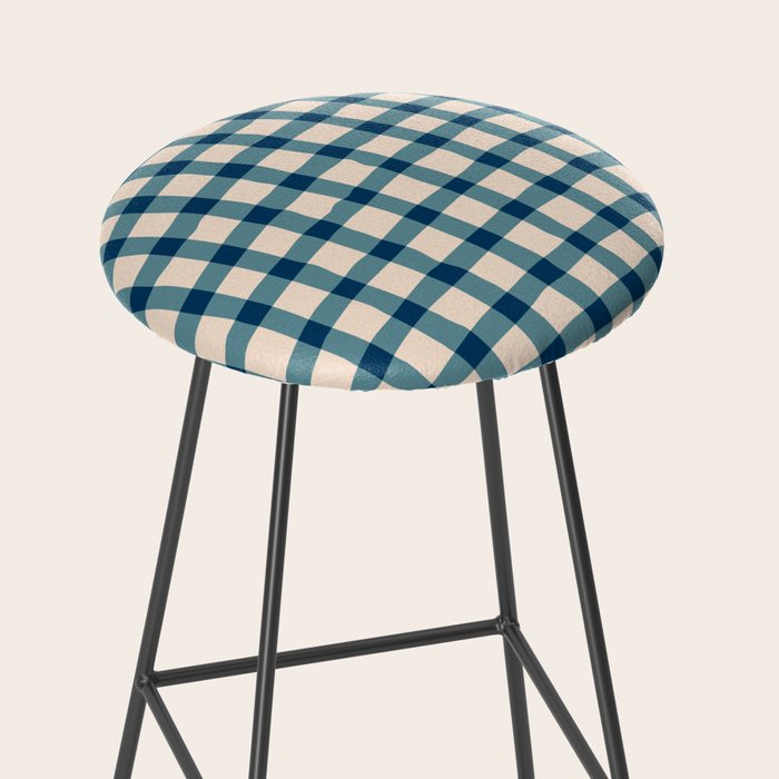 Organic Gingham Blue Stool Gallery Image 2