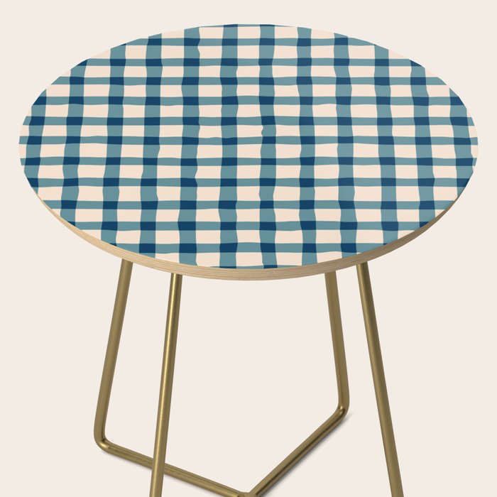 Organic Gingham Blue Side Table Gallery Image 2
