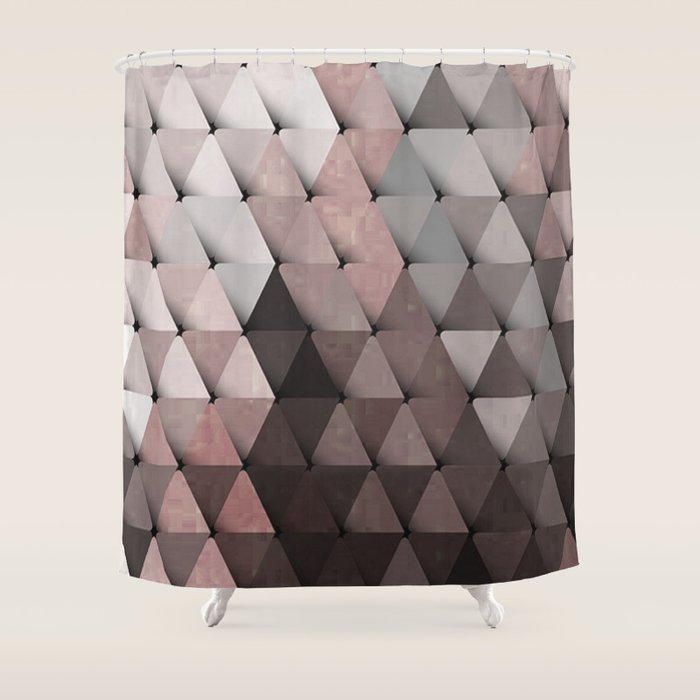 Triangles Putty Mauve Shower Curtain Gallery Image 1