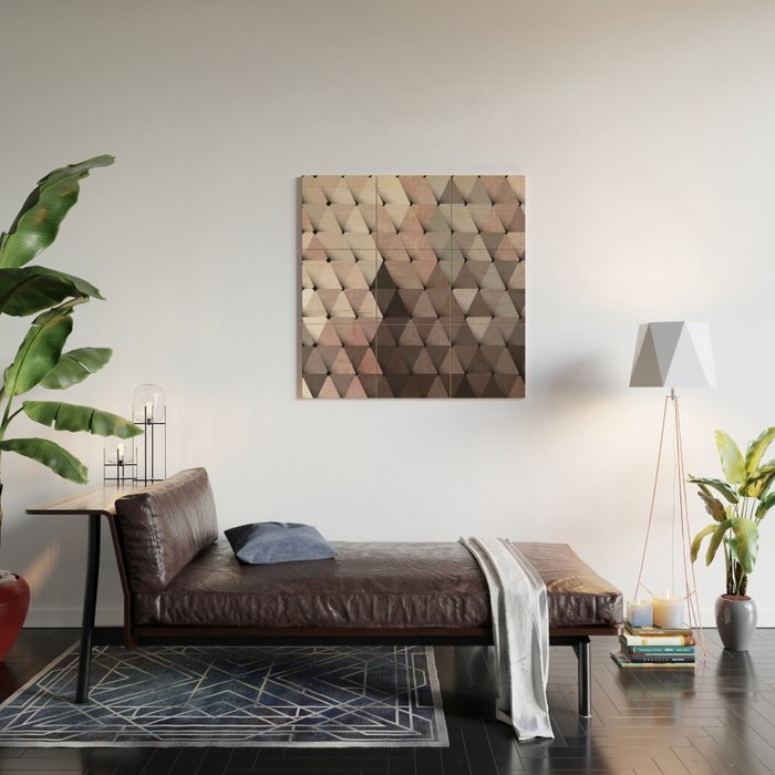 Triangles Putty Mauve Wood Wall Art Gallery Image 2