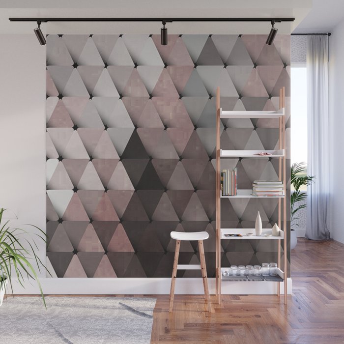 Triangles Putty Mauve Wall Mural Gallery Image 1