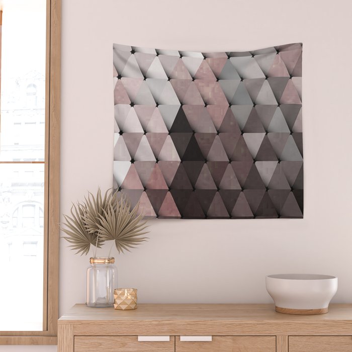Triangles Putty Mauve Wall Tapestry Gallery Image 2