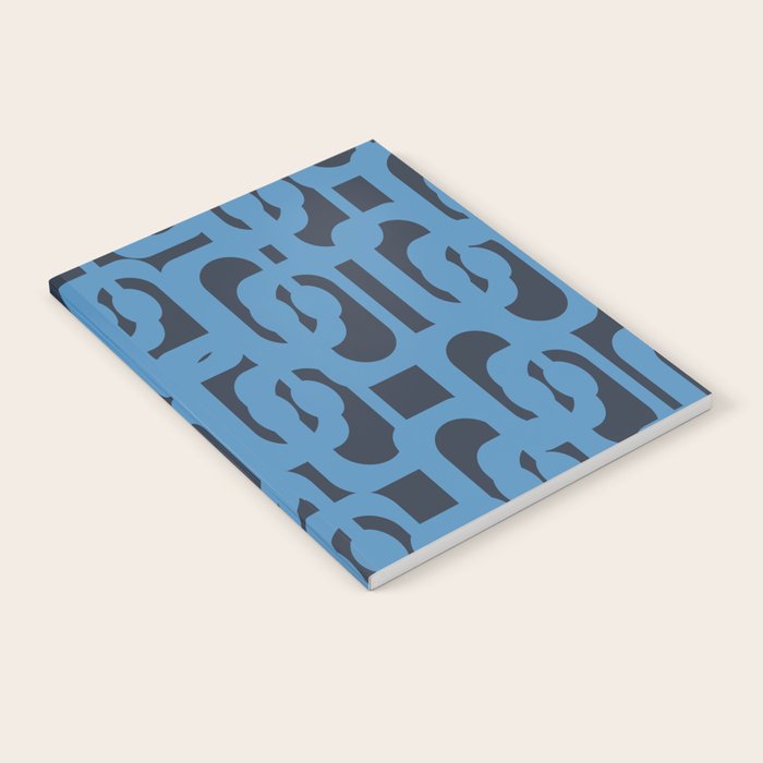 Mid Century Modern Loop Blue on Blue Abstract Pattern Notebook Gallery Image 2