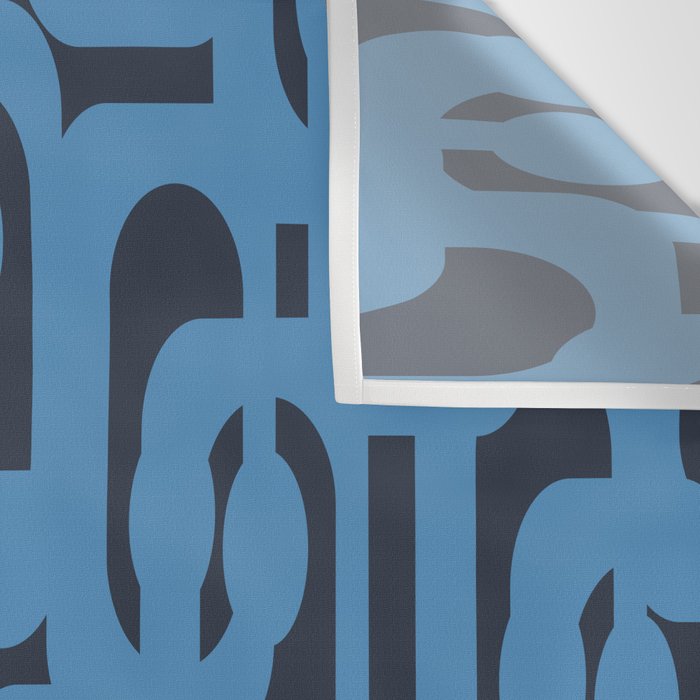 Mid Century Modern Loop Blue on Blue Abstract Pattern Wall Tapestry Gallery Image 3