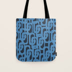 Mid Century Modern Loop Blue on Blue Abstract Pattern Tote Bag Gallery Image 1