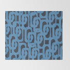 Mid Century Modern Loop Blue on Blue Abstract Pattern Throw Blanket Gallery Image 2