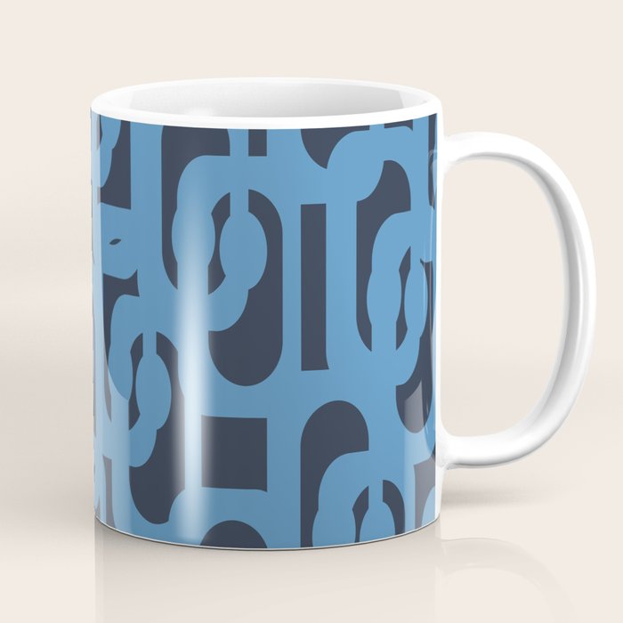 Mid Century Modern Loop Blue on Blue Abstract Pattern Coffee Mug Gallery Image 1