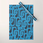 Mid Century Modern Loop Blue on Blue Abstract Pattern Wrapping Paper Gallery Image 1