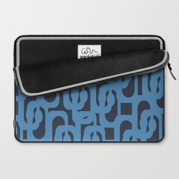 Mid Century Modern Loop Blue on Blue Abstract Pattern Laptop Sleeve Gallery Image 2