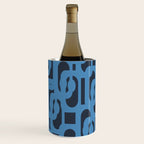 Mid Century Modern Loop Blue on Blue Abstract Pattern Wine Chiller Gallery Image 3