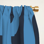 Mid Century Modern Loop Blue on Blue Abstract Pattern Window Curtain Gallery Image 2