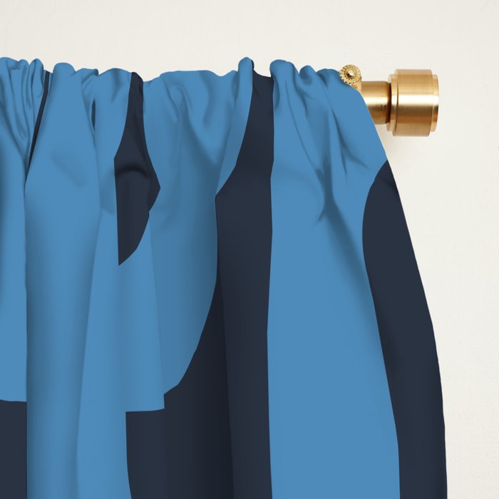 Mid Century Modern Loop Blue on Blue Abstract Pattern Window Curtain Gallery Image 2