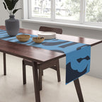 Mid Century Modern Loop Blue on Blue Abstract Pattern Table Runner Gallery Image 2
