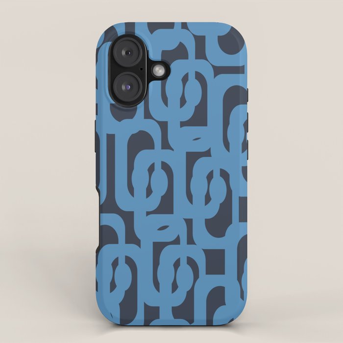 Mid Century Modern Loop Blue on Blue Abstract Pattern iPhone Case Gallery Image 1