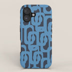 Mid Century Modern Loop Blue on Blue Abstract Pattern iPhone Case Gallery Image 1
