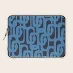 Mid Century Modern Loop Blue on Blue Abstract Pattern Laptop Sleeve Gallery Image 1