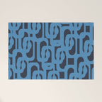 Mid Century Modern Loop Blue on Blue Abstract Pattern Welcome Mat Gallery Image 1
