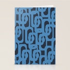 Mid Century Modern Loop Blue on Blue Abstract Pattern Stationery Card Gallery Image 2