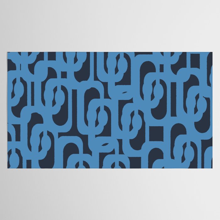 Mid Century Modern Loop Blue on Blue Abstract Pattern Tablecloth Gallery Image 2