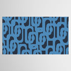 Mid Century Modern Loop Blue on Blue Abstract Pattern Tablecloth Gallery Image 2