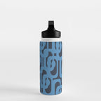 Mid Century Modern Loop Blue on Blue Abstract Pattern Water Bottle Gallery Image 3
