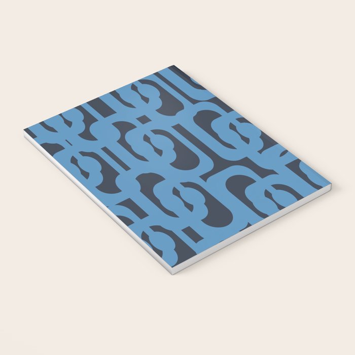 Mid Century Modern Loop Blue on Blue Abstract Pattern Notebook Gallery Image 3