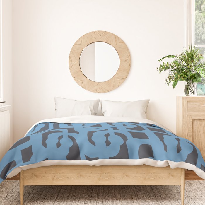 Mid Century Modern Loop Blue on Blue Abstract Pattern Duvet Cover Gallery Image 3