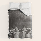 Circle Of Witches vintage Women Dancing -Circle Of Witches Vintage Women Dancing Black And White Duvet Cover Gallery Image 6