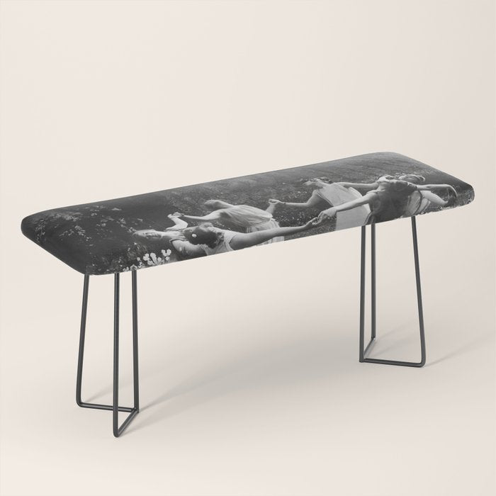 Circle Of Witches vintage Women Dancing -Circle Of Witches Vintage Women Dancing Black And White Bench Gallery Image 1