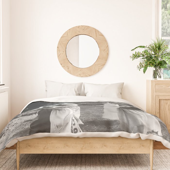 Circle Of Witches vintage Women Dancing -Circle Of Witches Vintage Women Dancing Black And White Duvet Cover Gallery Image 3