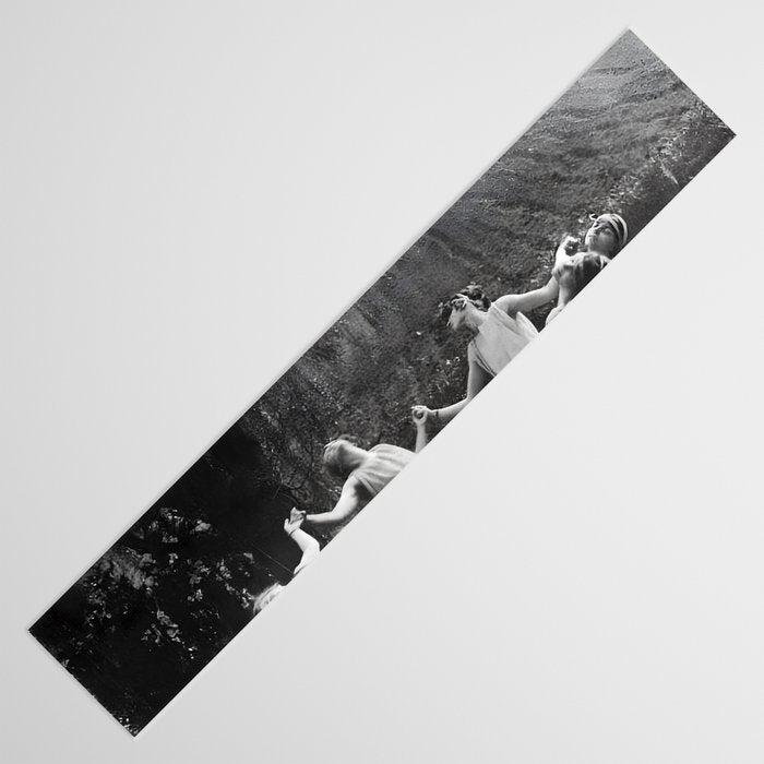 Circle Of Witches vintage Women Dancing -Circle Of Witches Vintage Women Dancing Black And White Table Runner Gallery Image 3