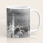 Circle Of Witches vintage Women Dancing -Circle Of Witches Vintage Women Dancing Black And White Coffee Mug Gallery Image 1