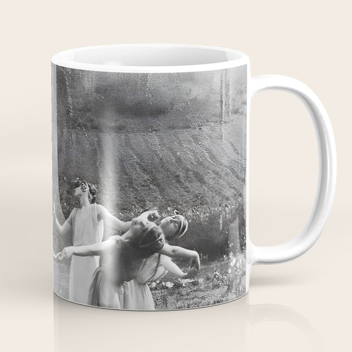 Circle Of Witches vintage Women Dancing -Circle Of Witches Vintage Women Dancing Black And White Coffee Mug Gallery Image 1
